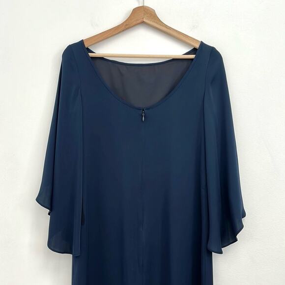 MILLY Butterfly Sleeve Silk Stretch Crepe Bateau Neckline Mini Shift Dress Size2 - Picture 5 of 15